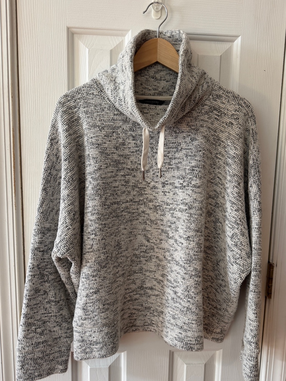 Banana Republic Marled Knit Cowl Neck Drawstring Sweatshirt Large Boxy Oversized